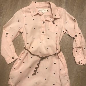 Soft Pink dress with blue hearts